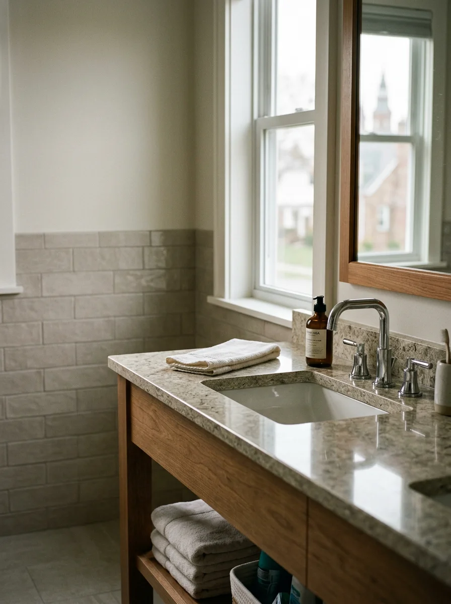 Custom bathroom vanity countertop installation in Lewiston, NY