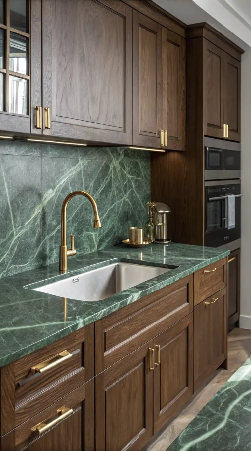 Remodeled kitchen in an Orchard Park, NY single-family home featuring stone countertops, updated cabinetry, and a clean open layout. The finished space reflects a full kitchen renovation by Calato Stone.
